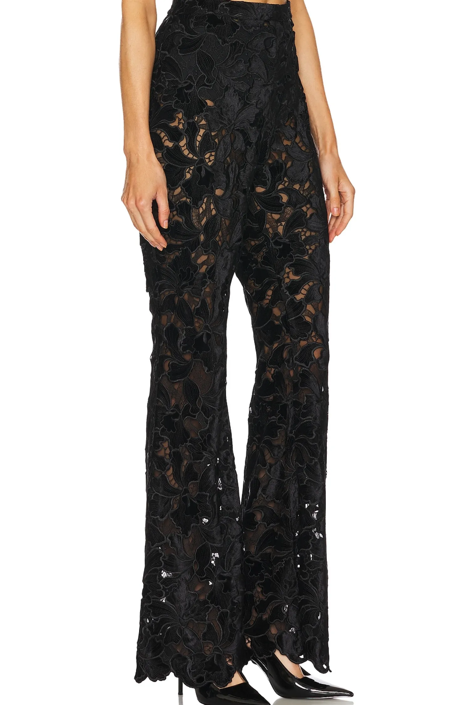 Women Nadine Merabi Pants|Matching Sets>Floral Velvet Lace Trousers
