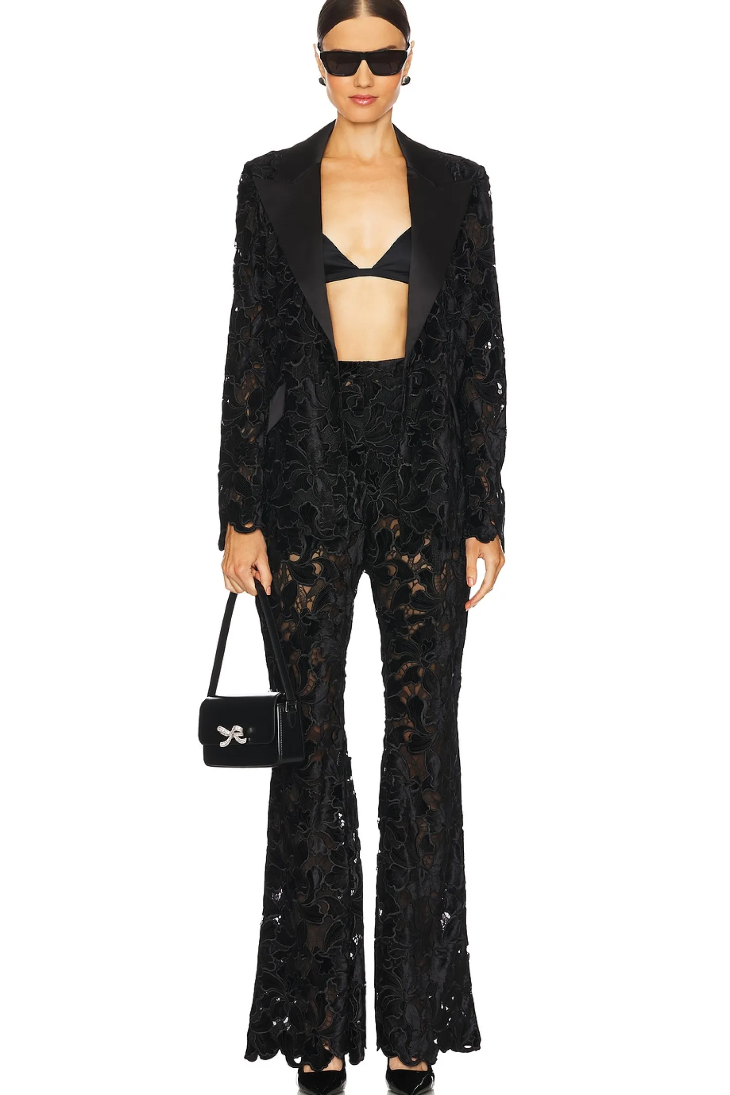 Women Nadine Merabi Pants|Matching Sets>Floral Velvet Lace Trousers