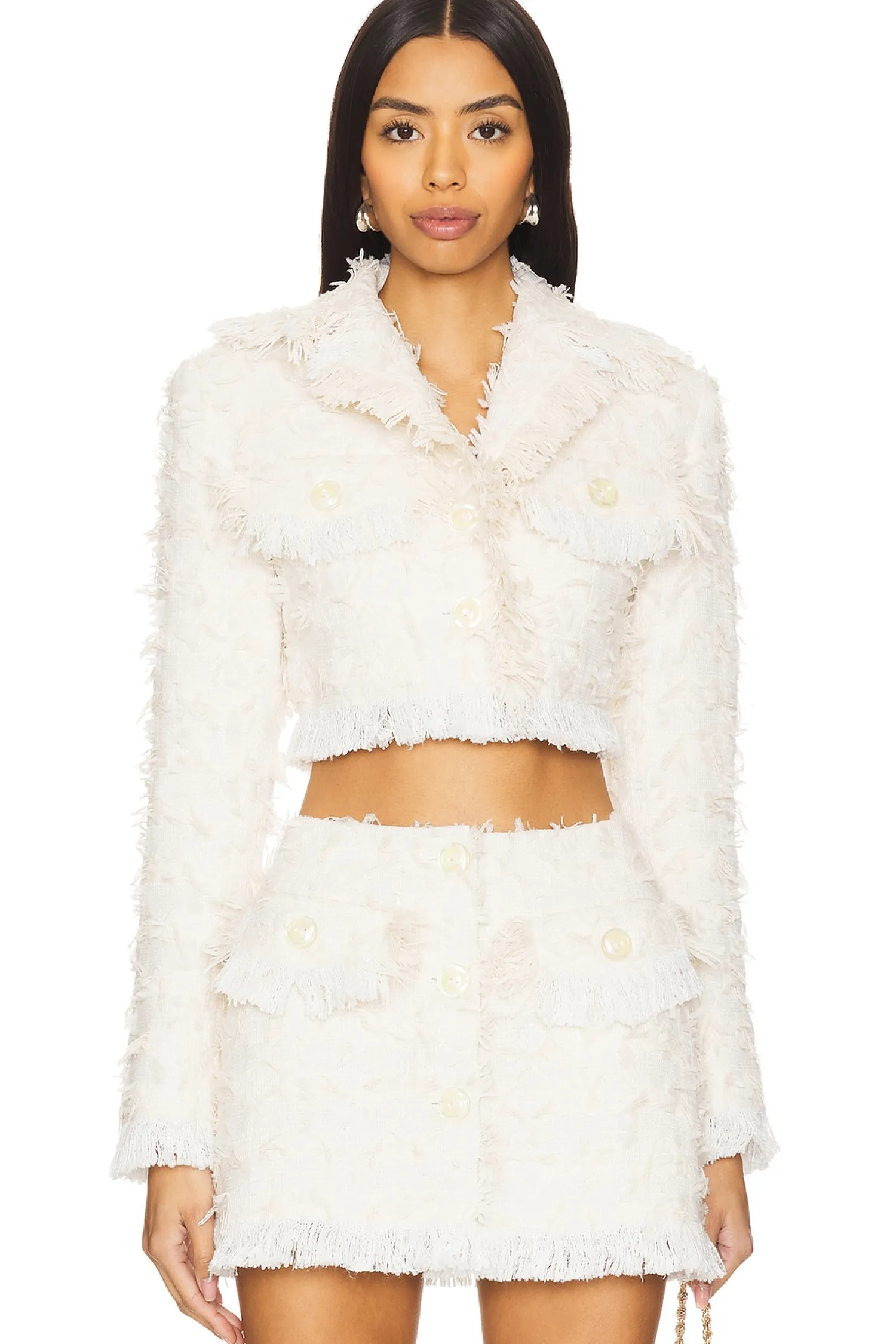 Women Yuhan Wang Jackets & Coats>Frayed Tweed Jacket