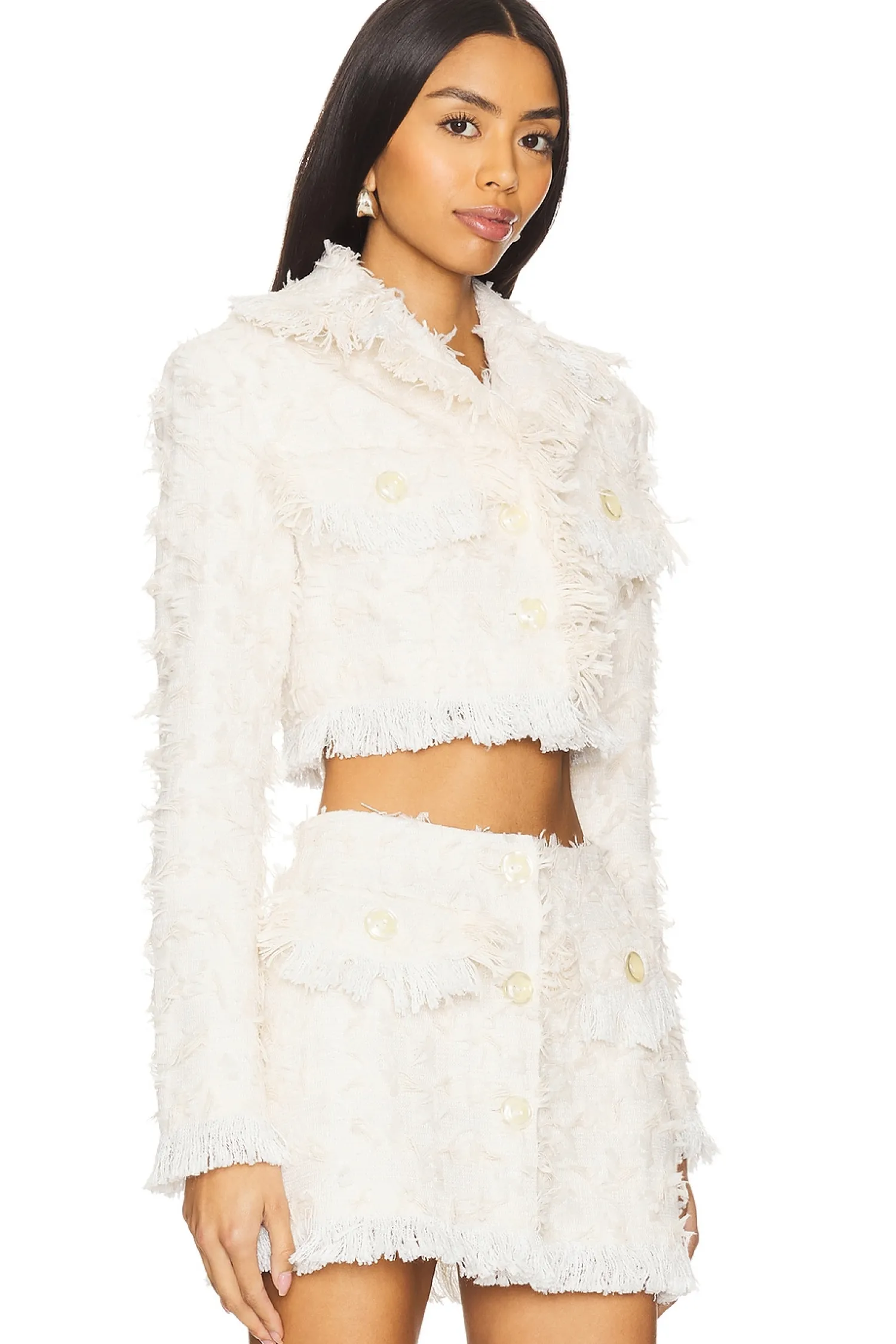 Women Yuhan Wang Jackets & Coats>Frayed Tweed Jacket