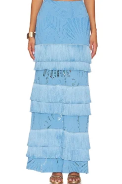 Women PatBO Matching Sets>Fringe Lace Maxi Skirt
