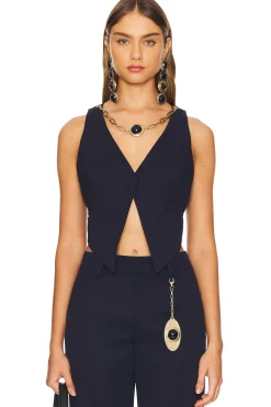 Women AREA Matching Sets|Jackets & Coats>Gemstone Necklace Gilet Top