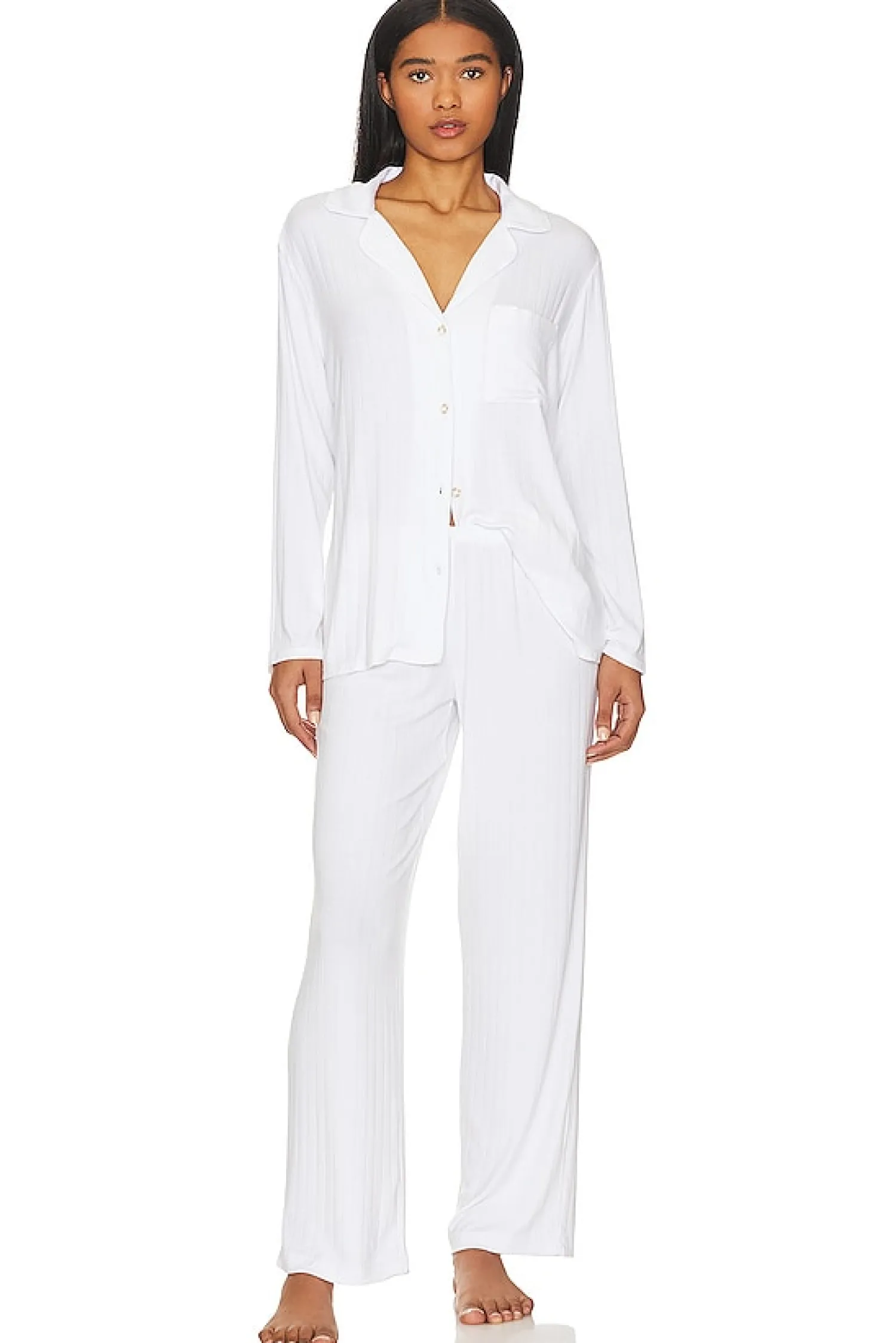Women eberjey Lingerie & Sleepwear>Gisele Rib Long PJ Set