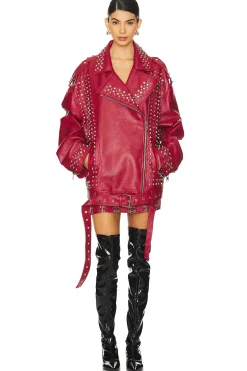 Women Aniye Records Jackets & Coats>Goldie Studs Biker Jacket
