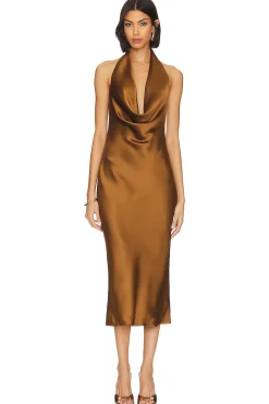 Women Norma Kamali Dresses>Halter Drape Midi Dress