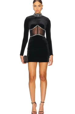 Women PatBO Dresses>Hand-Beaded Velvet Bustier Mini Dress