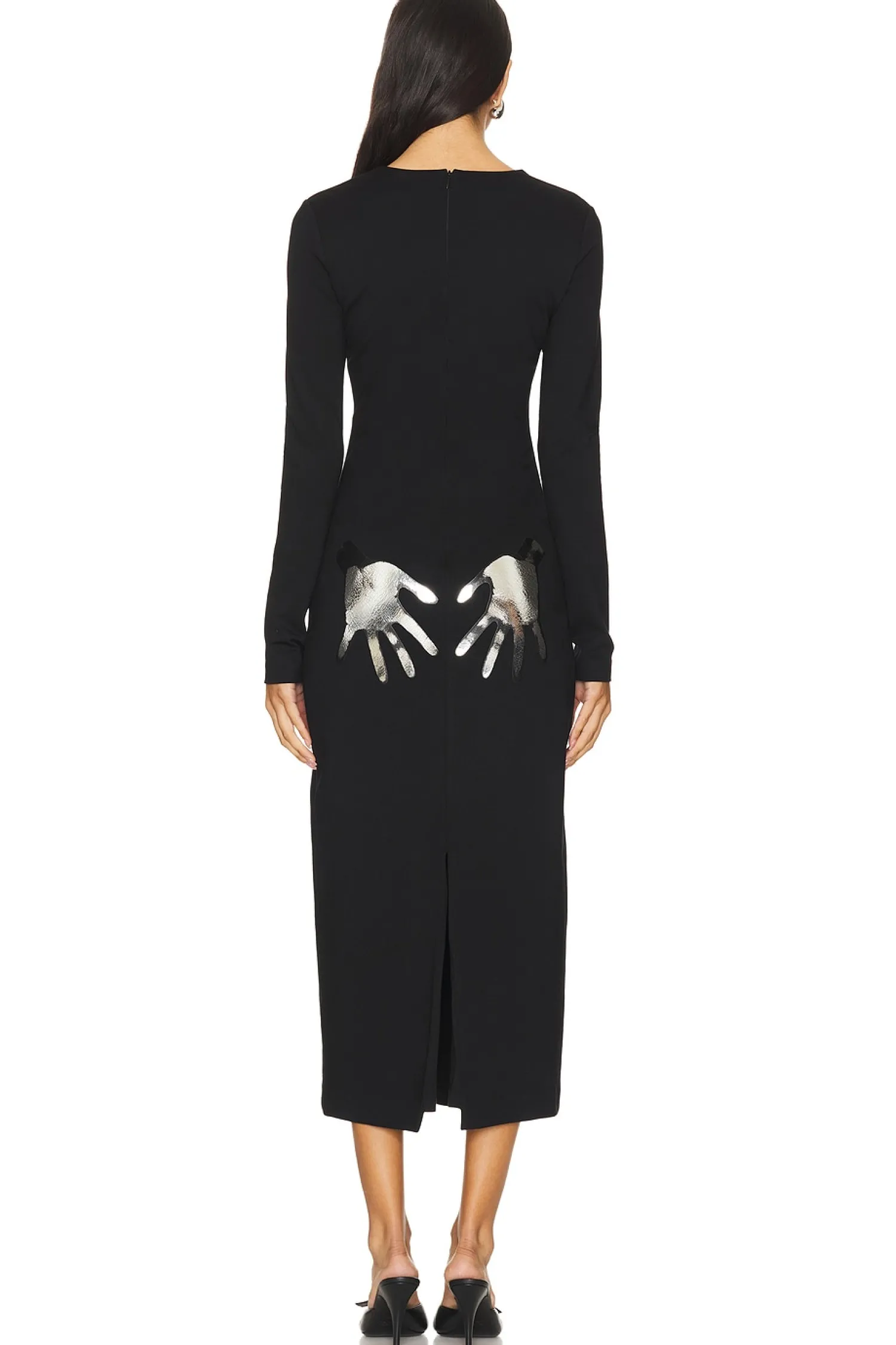 Women AREA Dresses>Handprint Long Sleeve Midi Dress