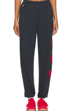 Women Aviator Nation Pants|Loungewear>Heart Embroidery Sweatpant