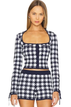Women fleur du mal Matching Sets>Houndstooth Cropped Cardigan