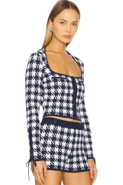 Women fleur du mal Matching Sets>Houndstooth Cropped Cardigan