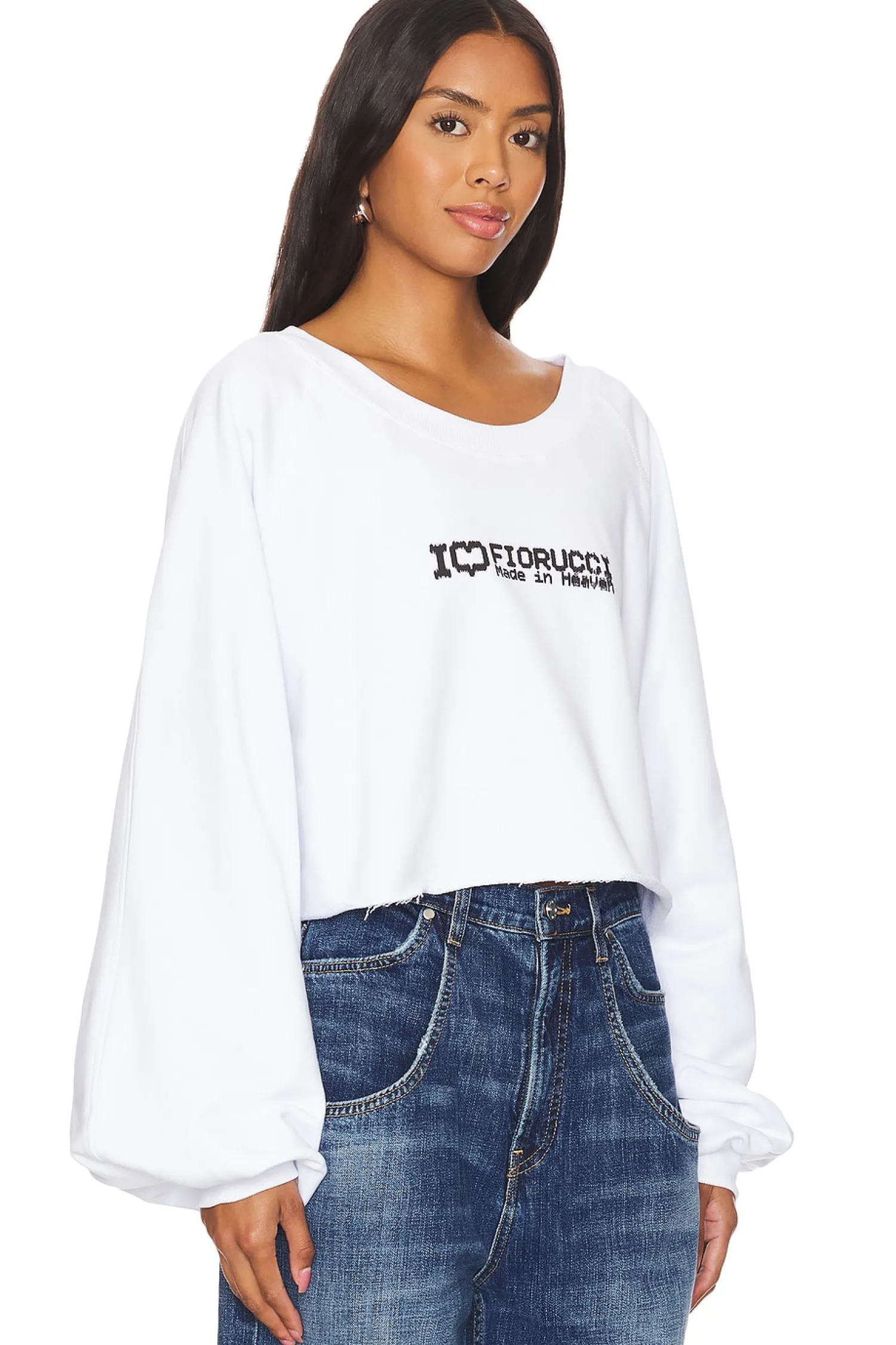 Women FIORUCCI Loungewear>I Love Print Cropped Sweatshirt