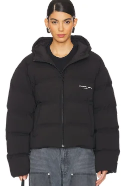 Women Alexander Wang Jackets & Coats>Jacquard Channel Cropped Hooded Puffer