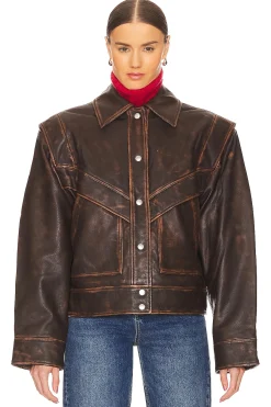 Women GRLFRND Jackets & Coats>Jayden Distressed Leather Jacket
