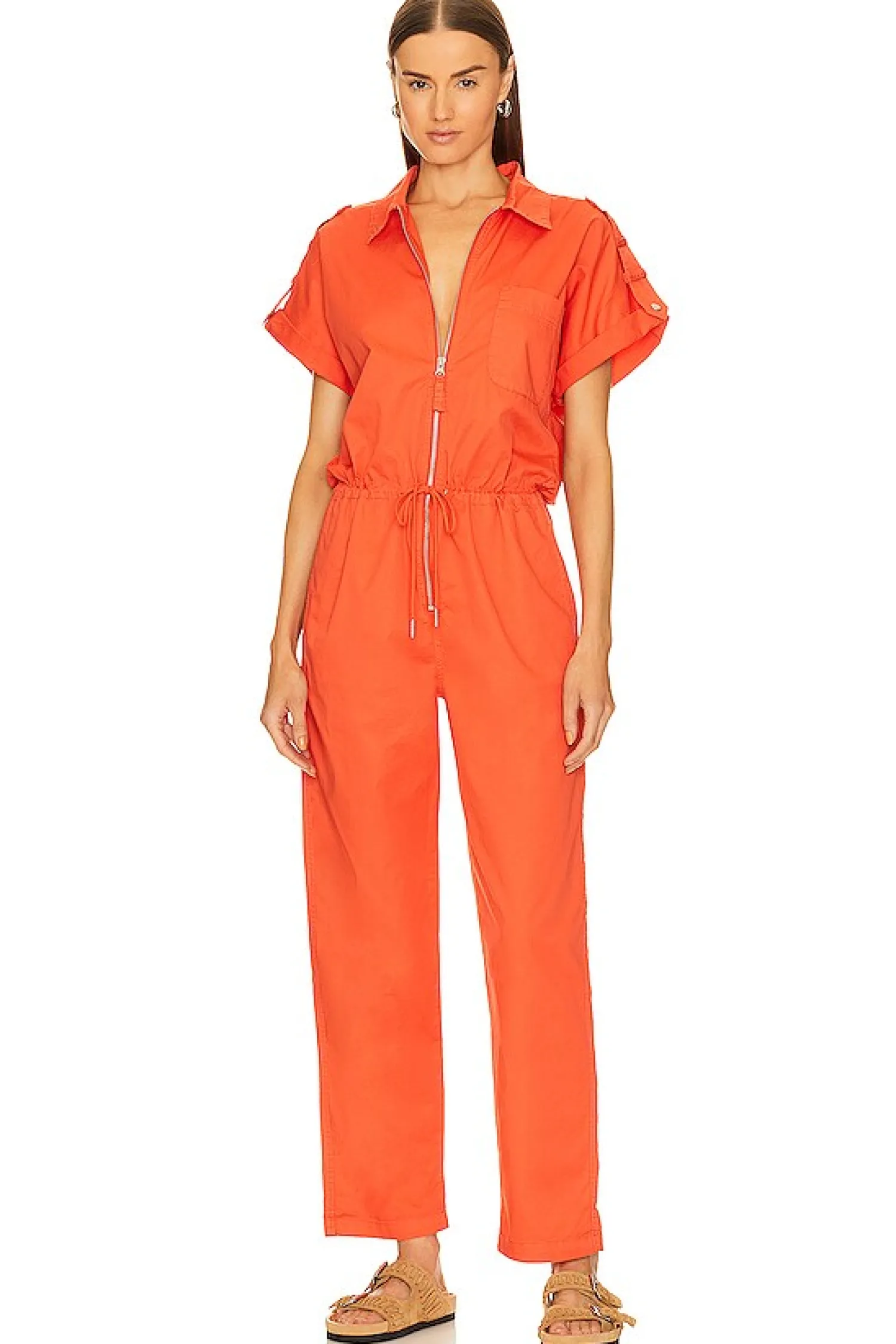 Women PISTOLA Jumpsuits>Jordan Short Sleeve Zip Front Jumpsuit
