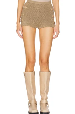Women Understated Leather Matching Sets>Knitted Buckle Shorts