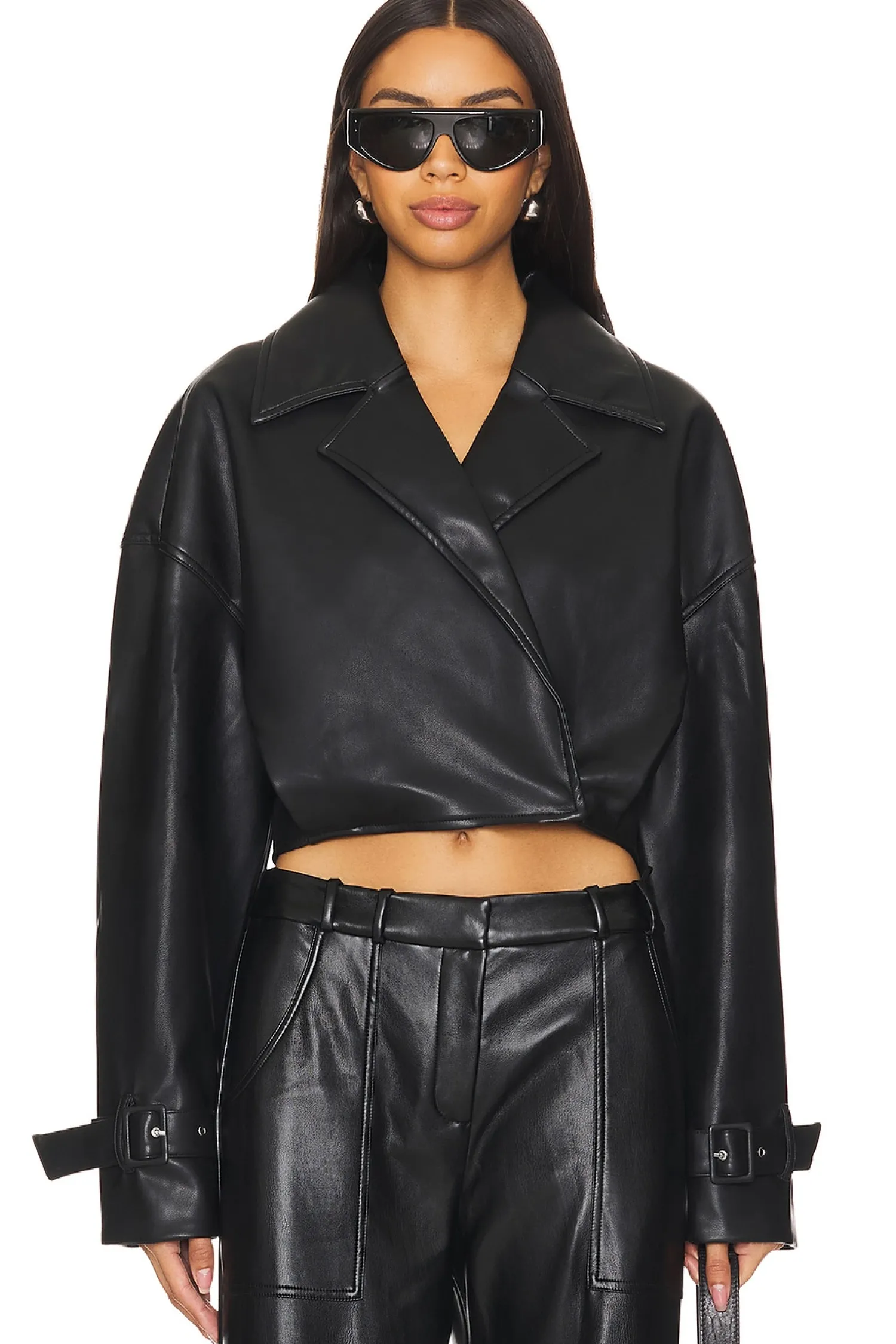 Women SER.O.YA Jackets & Coats>Koda Vegan Leather Cropped Trench