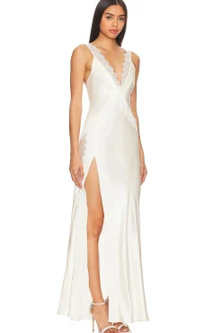 Women Shona Joy Dresses>La Lune Cumulus Silk Lace Strap Split Maxi Dress