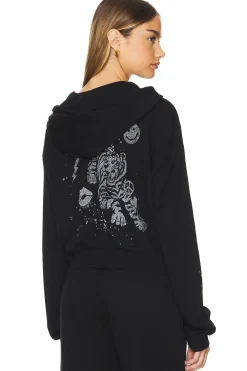 Women Lauren Moshi Loungewear>Lachelle Crop Tiger Elements Zip Up Hoodie