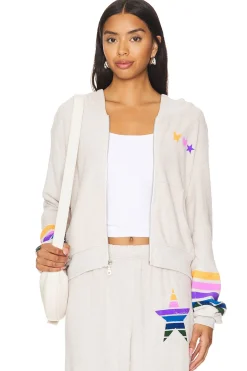 Women Lauren Moshi Loungewear>Lachelle Crop Zip Up Hoodie Color Stripe Star