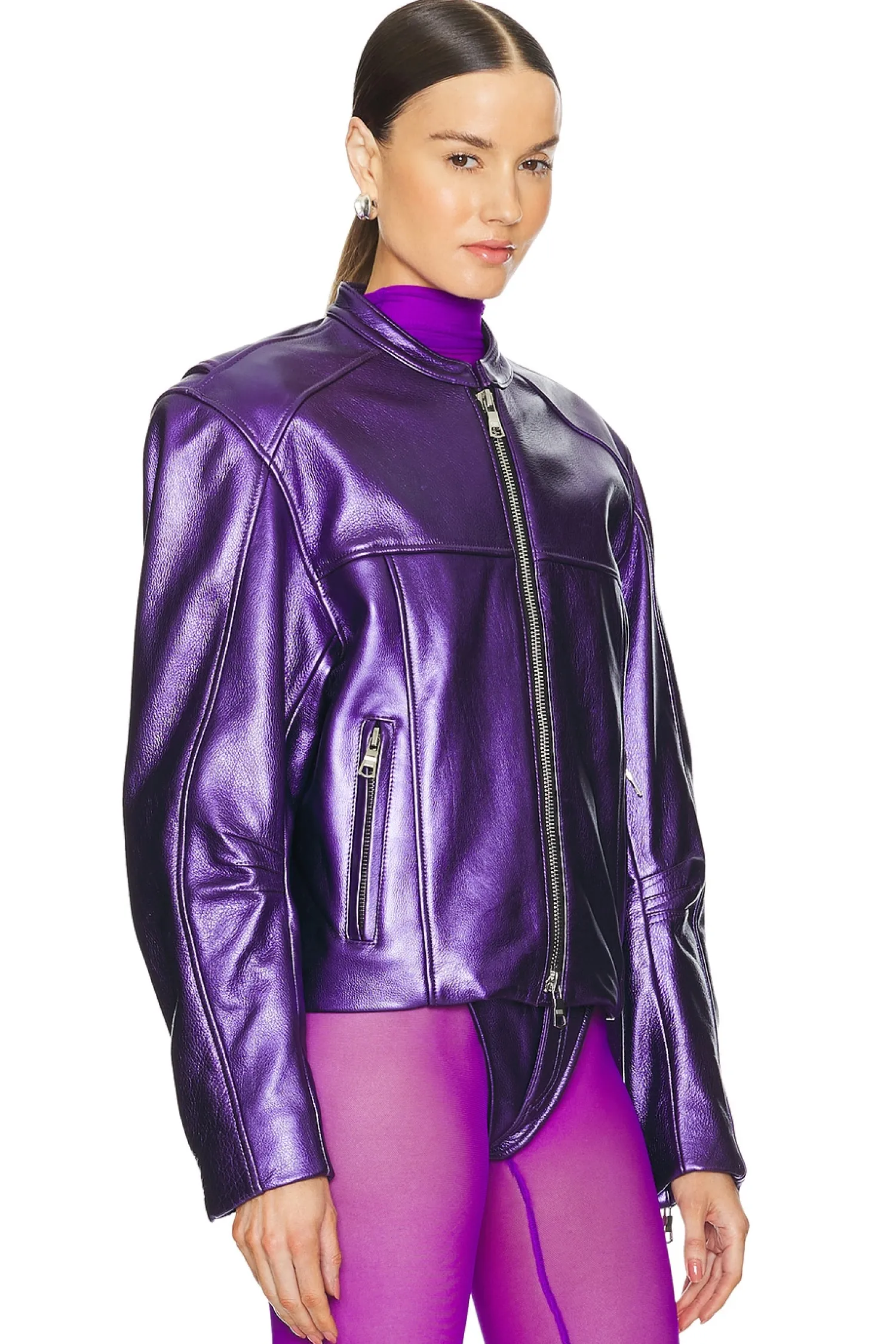 Women LaQuan Smith Jackets & Coats>Leather Bomber Jacket