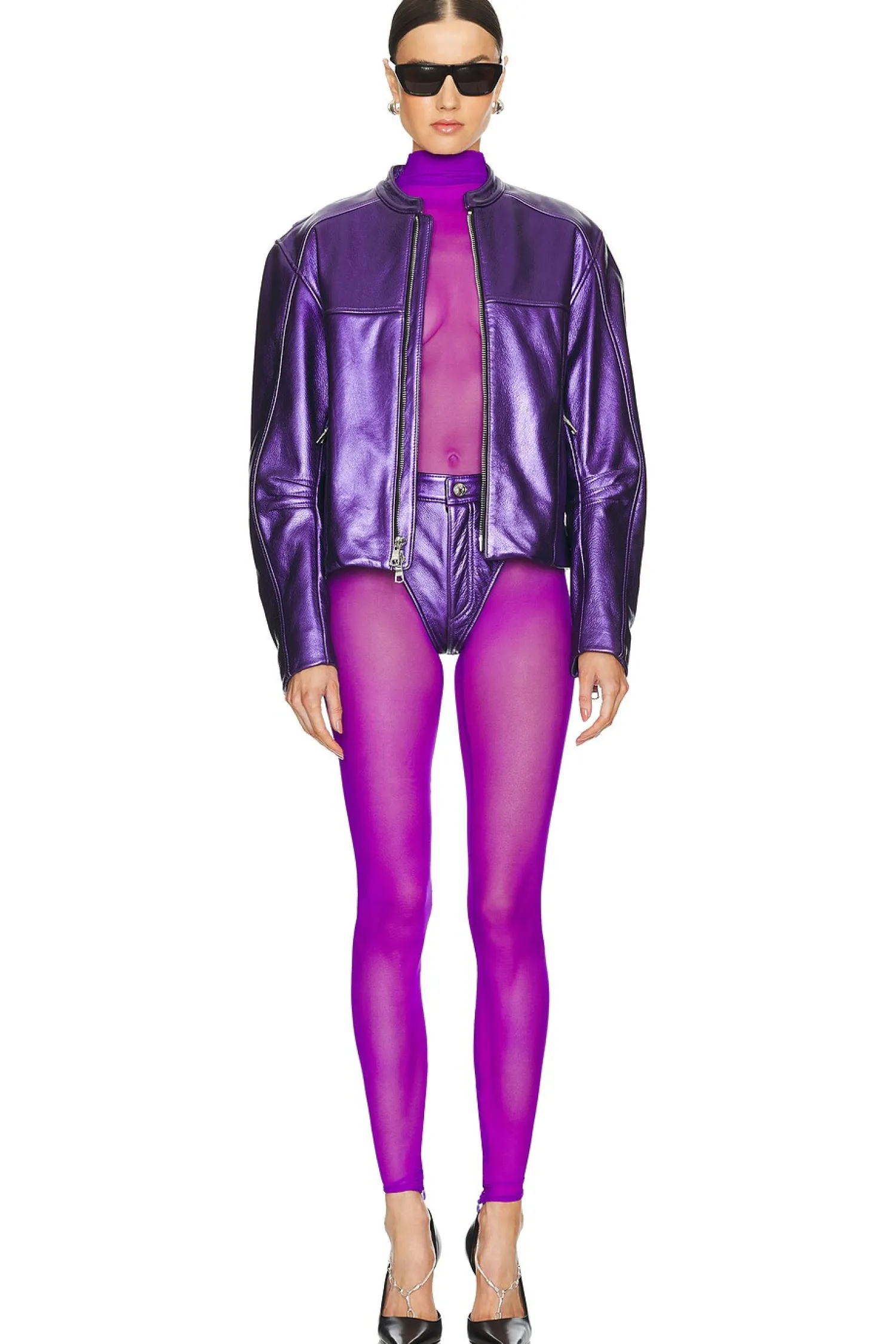 Women LaQuan Smith Jackets & Coats>Leather Bomber Jacket