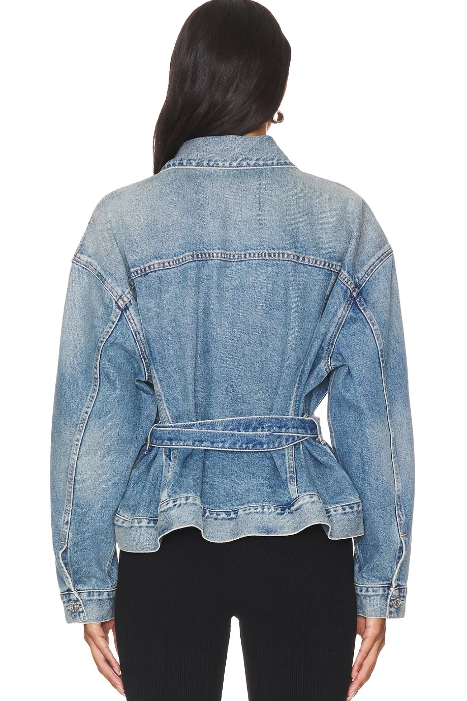 Women Citizens of Humanity Jackets & Coats>Leela Belted Denim Peplum Jacket