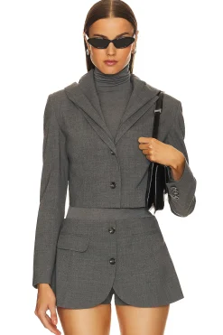 Women Vivetta Jackets & Coats>Light Wool Cropped Blazer With Hood