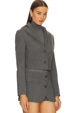 Women Vivetta Jackets & Coats>Light Wool Cropped Blazer With Hood