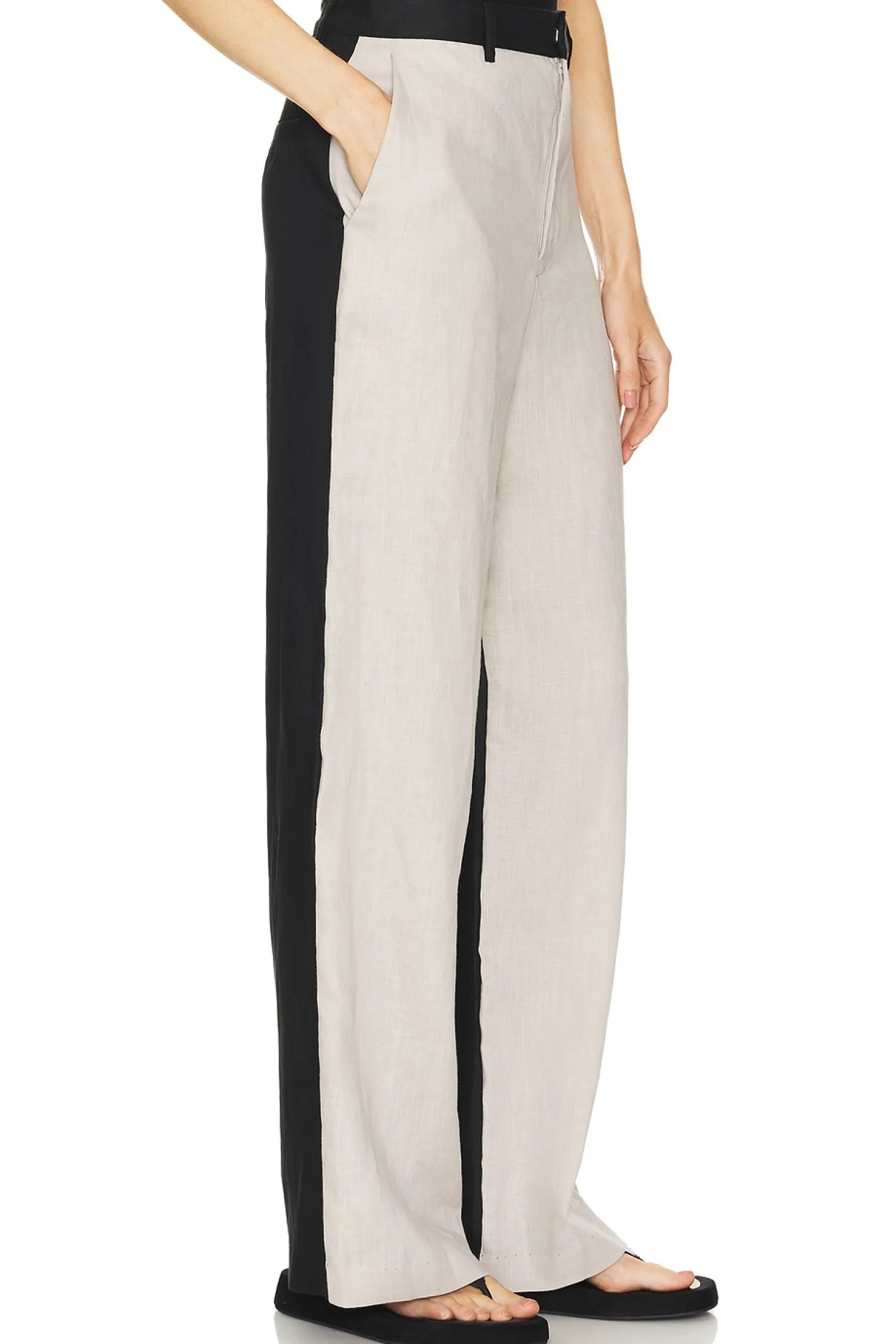 Women Enza Costa Pants>Linen Colorblock Trouser