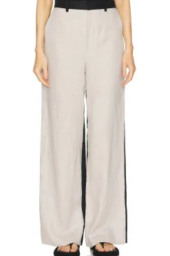 Women Enza Costa Pants>Linen Colorblock Trouser