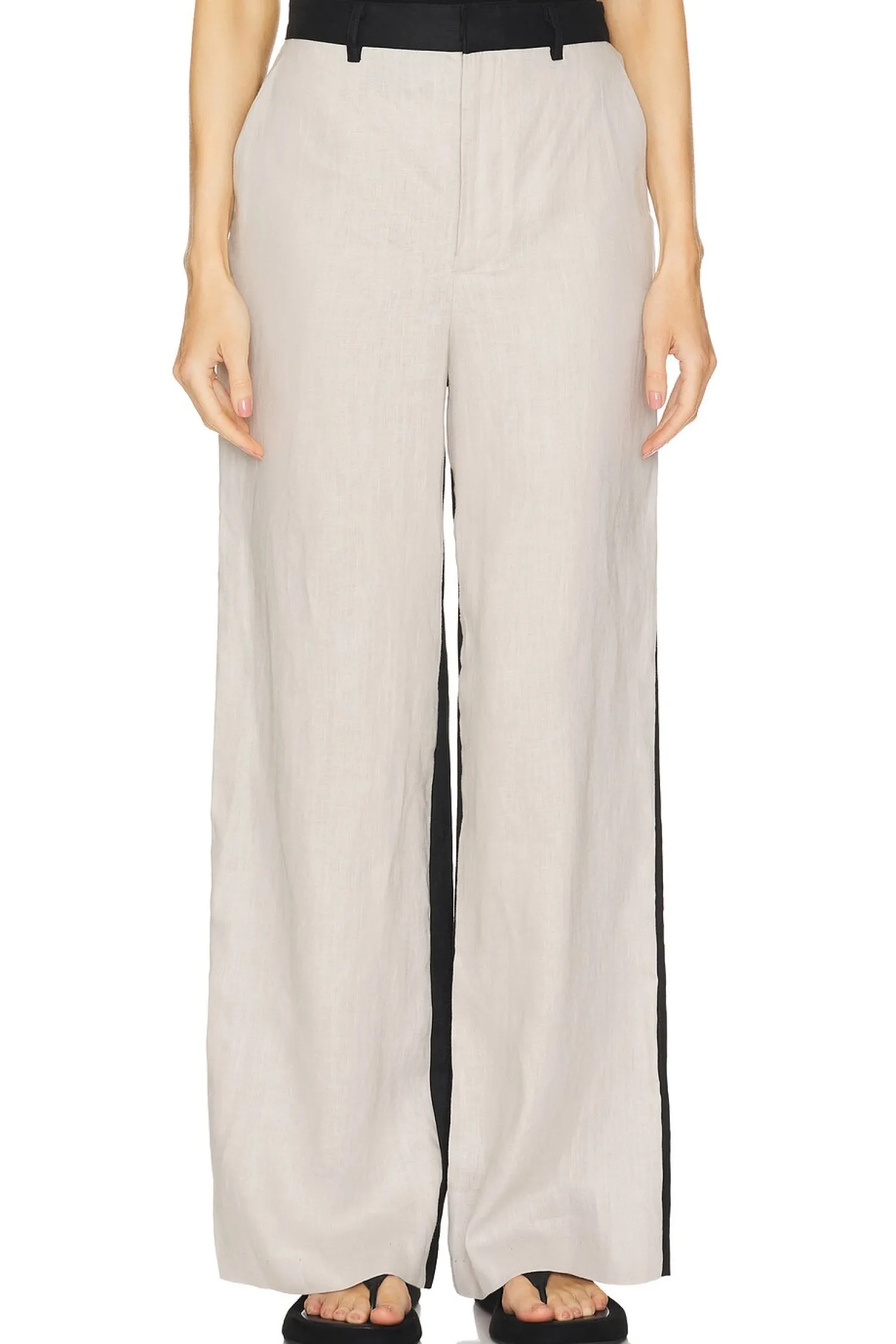 Women Enza Costa Pants>Linen Colorblock Trouser
