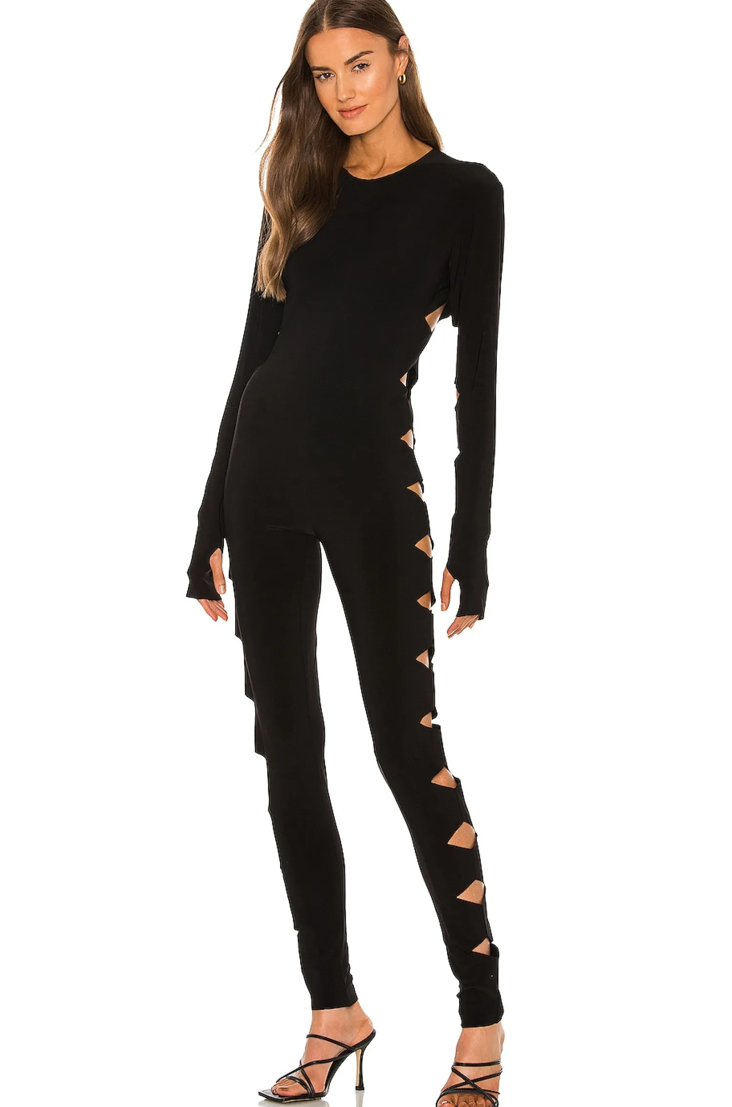 Women Norma Kamali Jumpsuits>Long Sleeve Crew Neck Alligator Catsuit