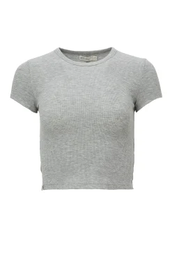 Women Barefoot Dreams Lingerie & Sleepwear>Malibu Collection Ultra Soft Rib Cropped Tee
