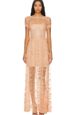 Women Bronx and Banco Dresses>Megan Cap Sleeve Gown