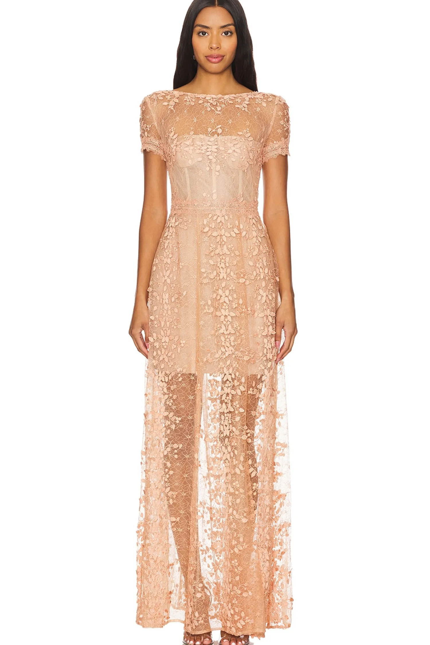 Women Bronx and Banco Dresses>Megan Cap Sleeve Gown