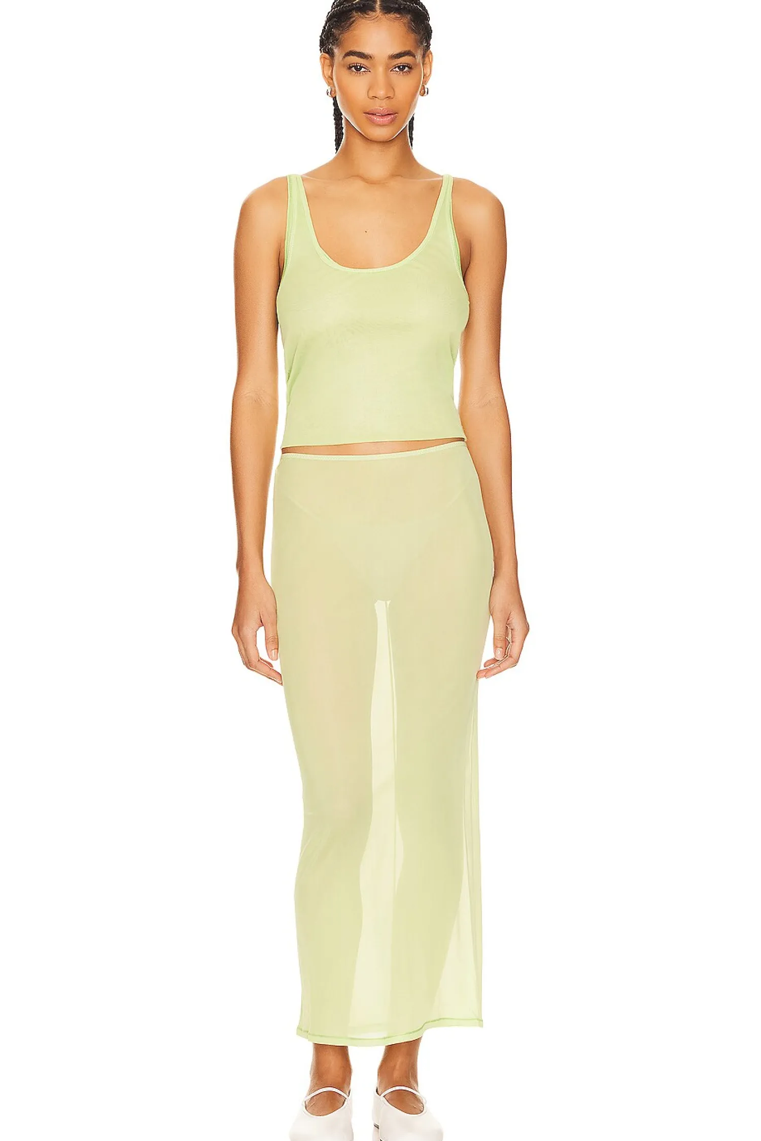 Women GRLFRND Matching Sets>Mesh Midi Skirt