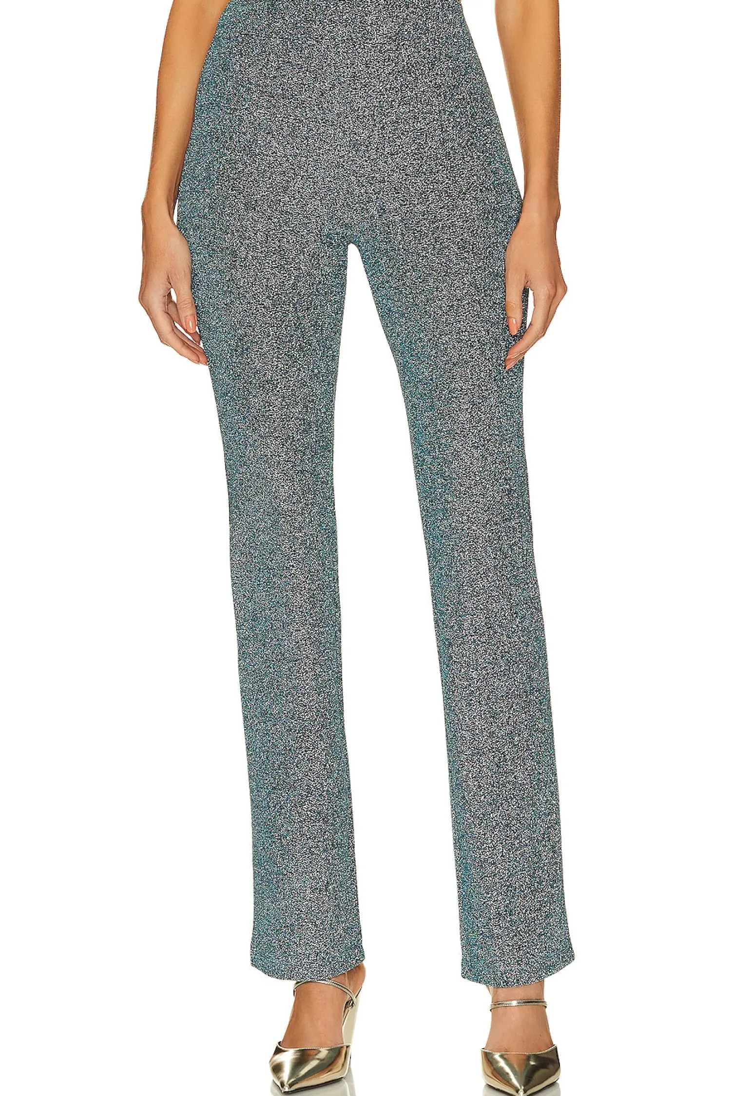 Women L'Academie Pants>Metallic Tie Knit Slim Pants