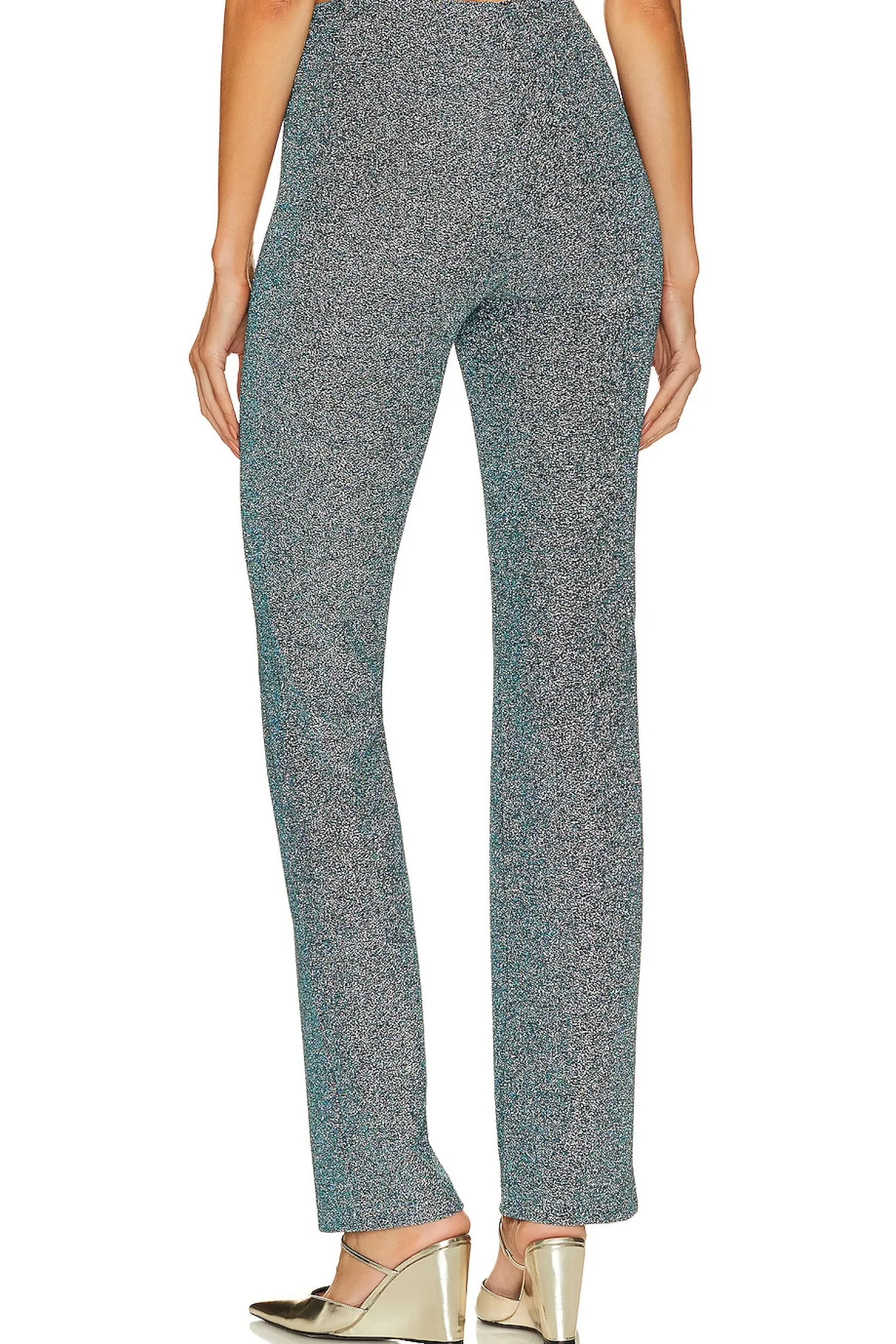 Women L'Academie Pants>Metallic Tie Knit Slim Pants