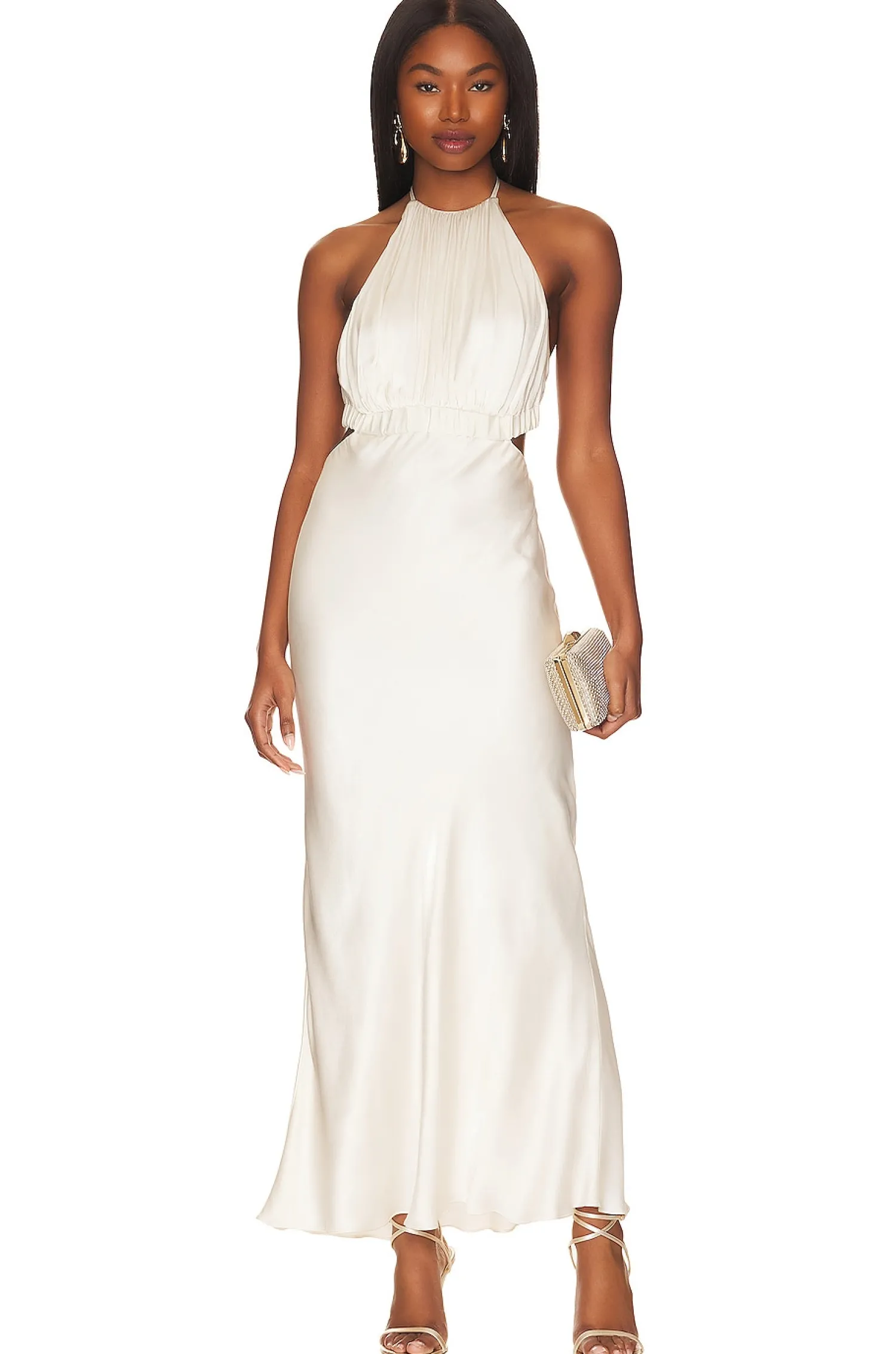 Women Shona Joy Dresses>Milo Ruched Open Back Halter Maxi Dress