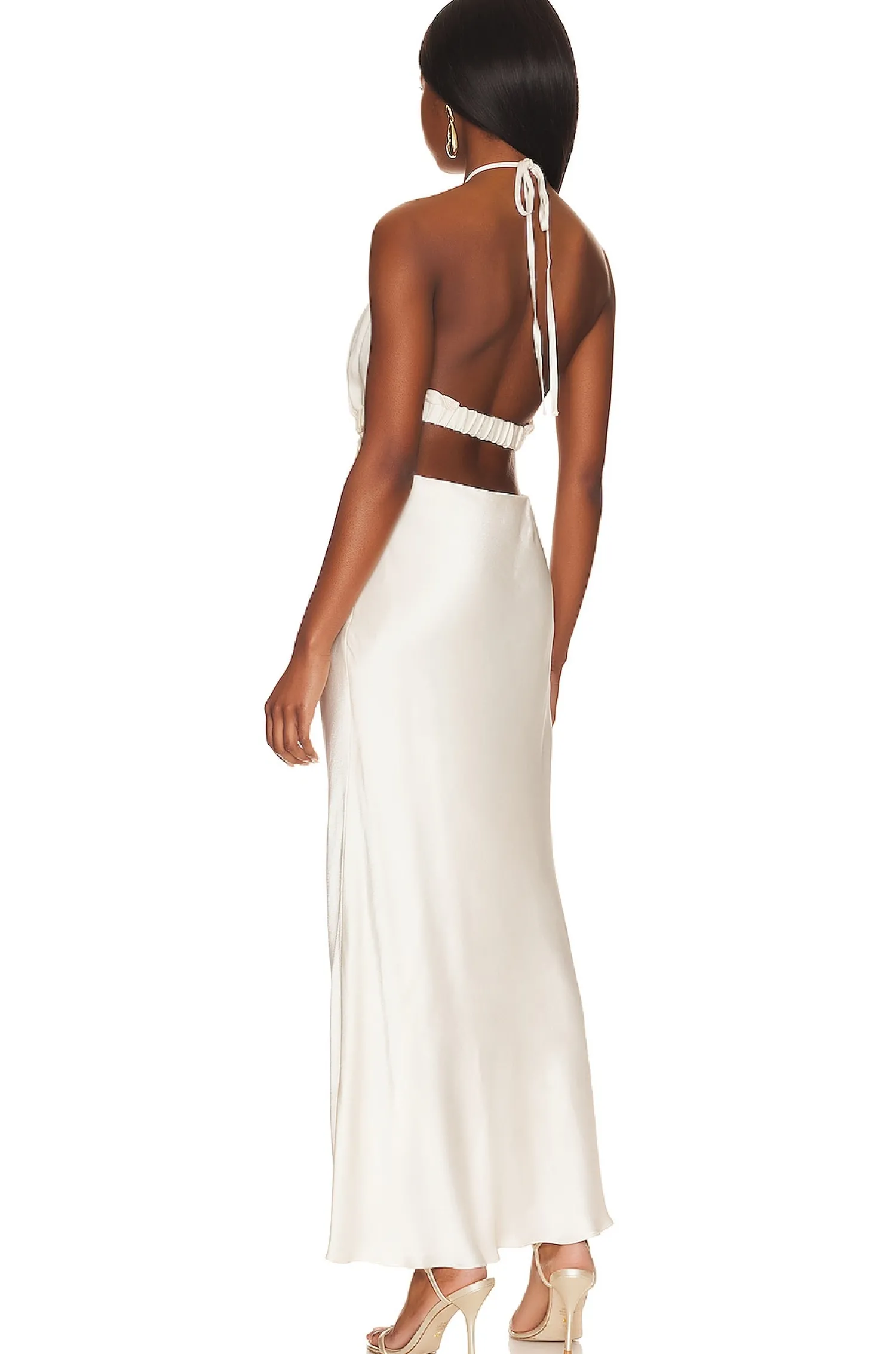 Women Shona Joy Dresses>Milo Ruched Open Back Halter Maxi Dress