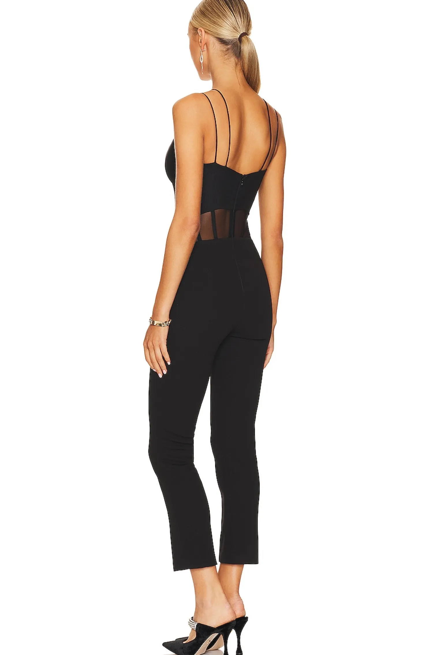 Women MISHA Jumpsuits>Myrine Mesh & Bonded Crepe Jumpsuit