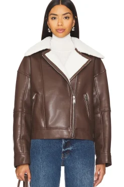 Women SIMKHAI Jackets & Coats>Nyx Faux Leather Sherpa Moto Jacket