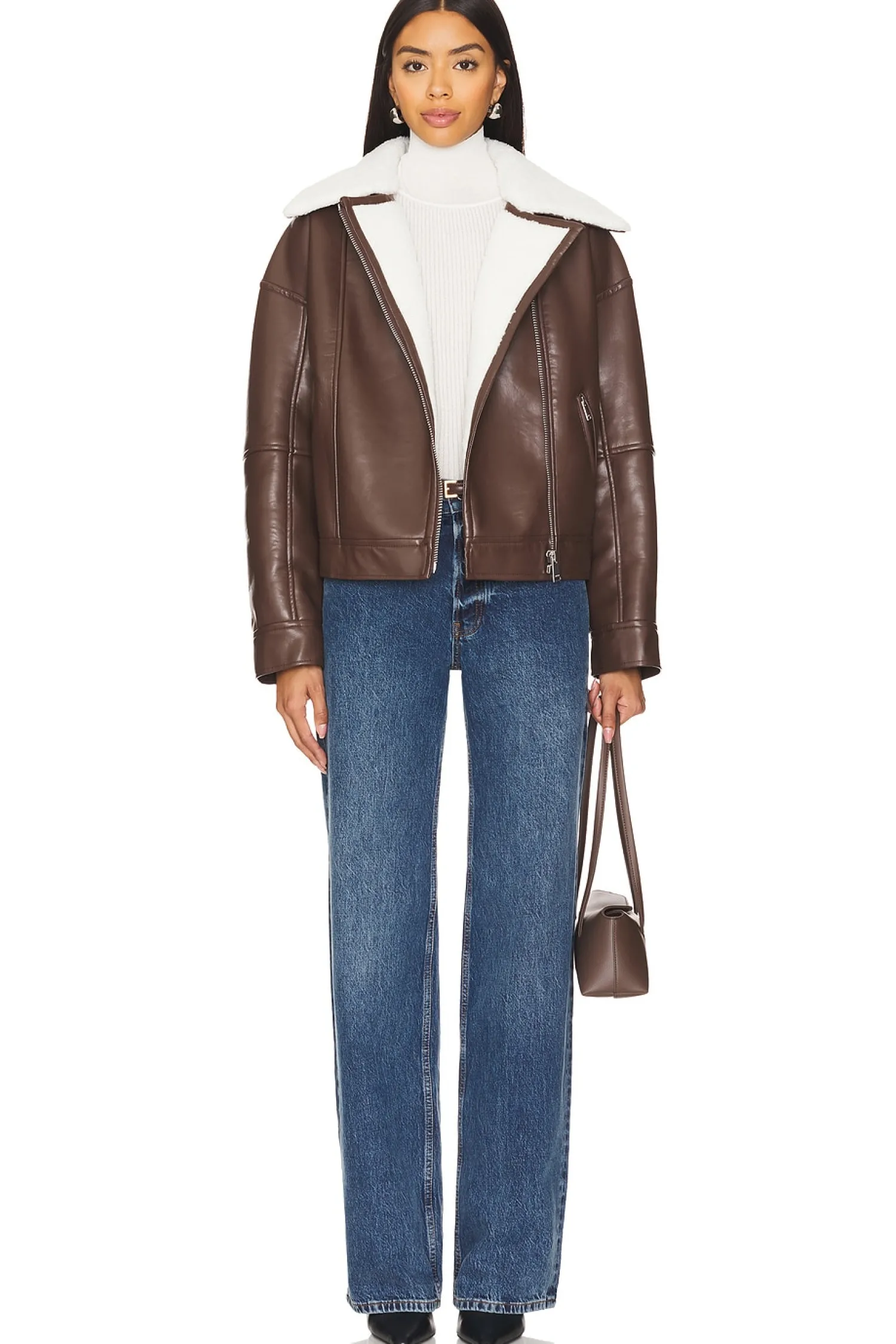 Women SIMKHAI Jackets & Coats>Nyx Faux Leather Sherpa Moto Jacket