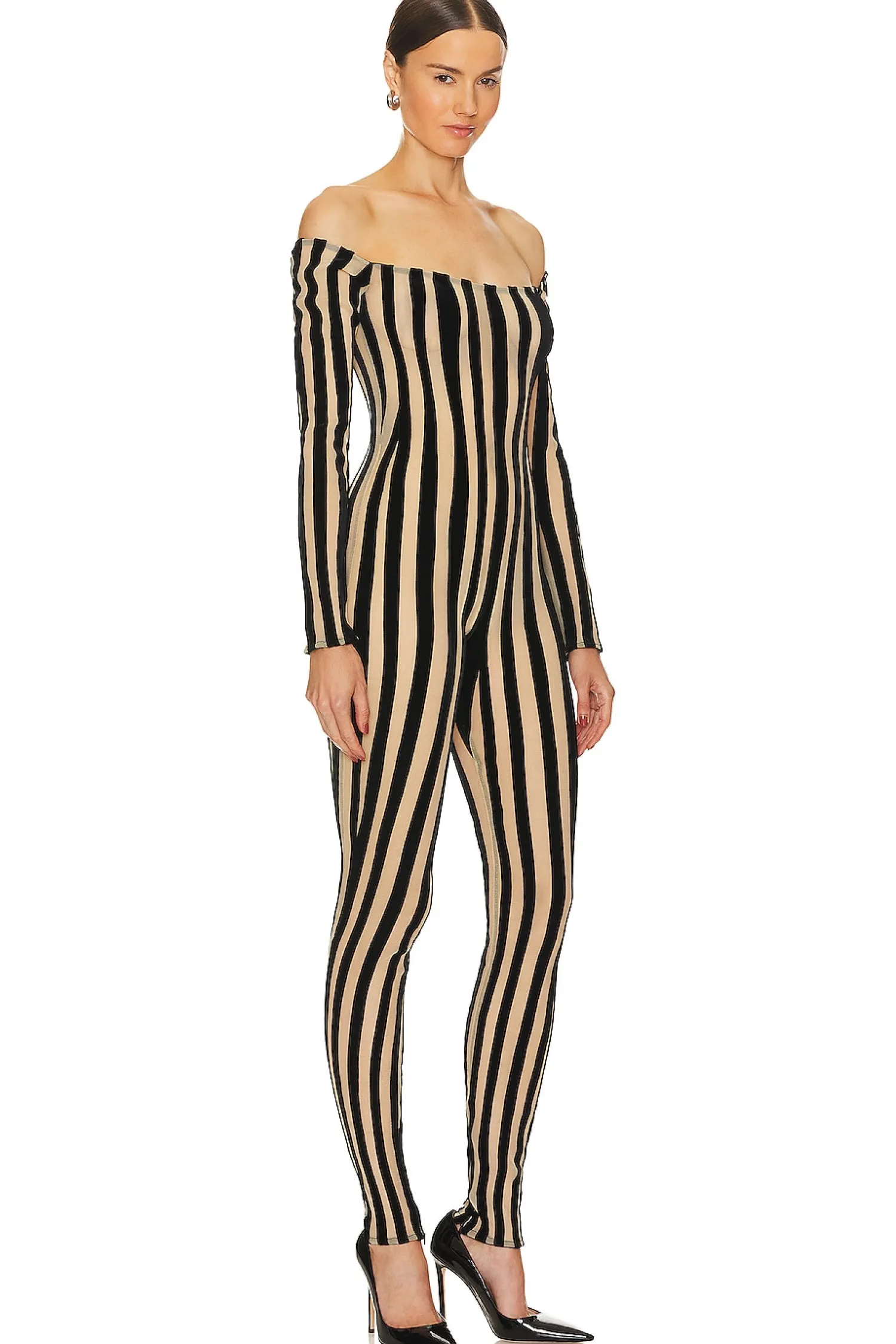 Women LaQuan Smith Jumpsuits>Off Shoulder Catsuit With Zipper Detail