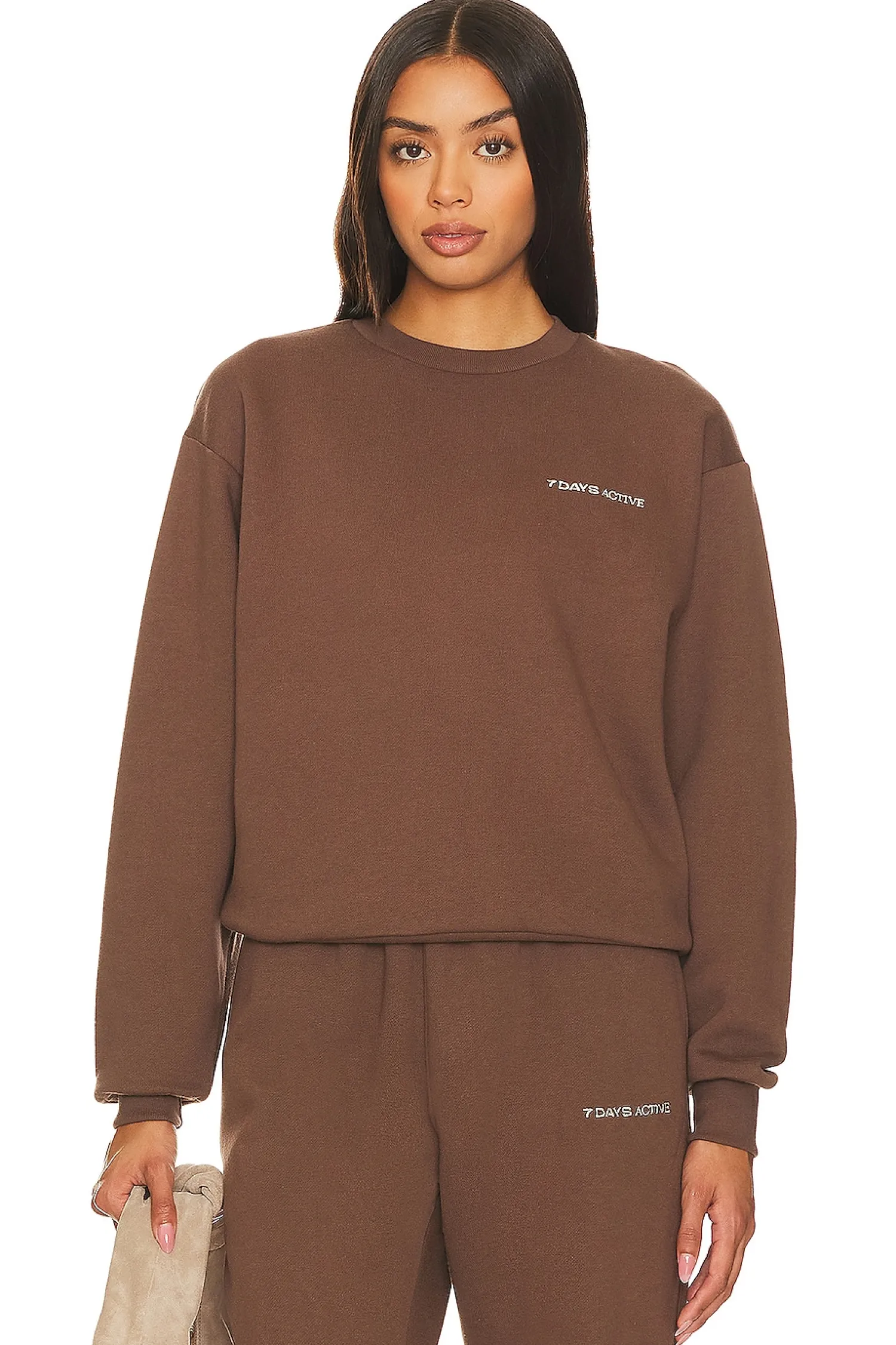 Women 7 Days Active Loungewear>Organic Fitted Crew Neck