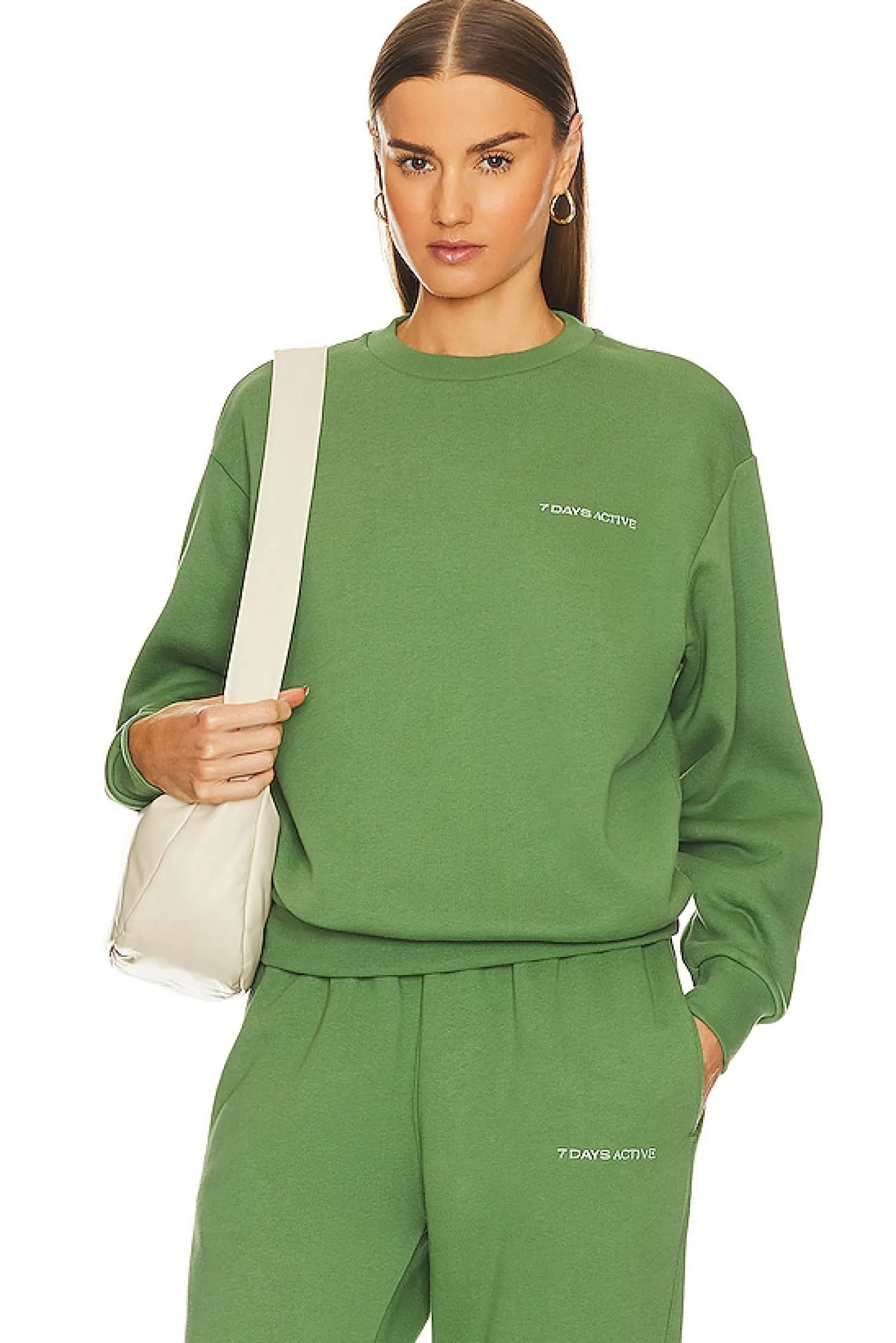 Women 7 Days Active Loungewear>Organic Fitted Crew Neck