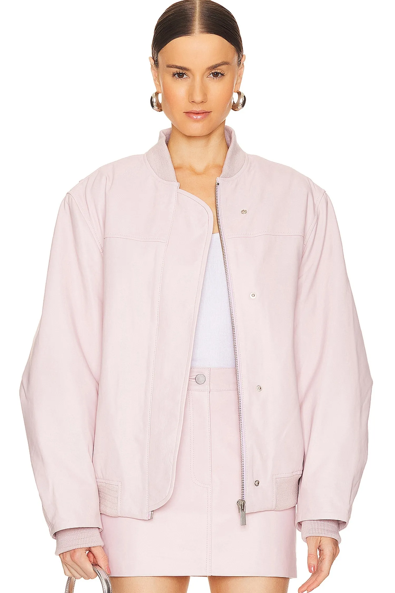 Women REMAIN Jackets & Coats>Oversized Leather Bomber Jacket