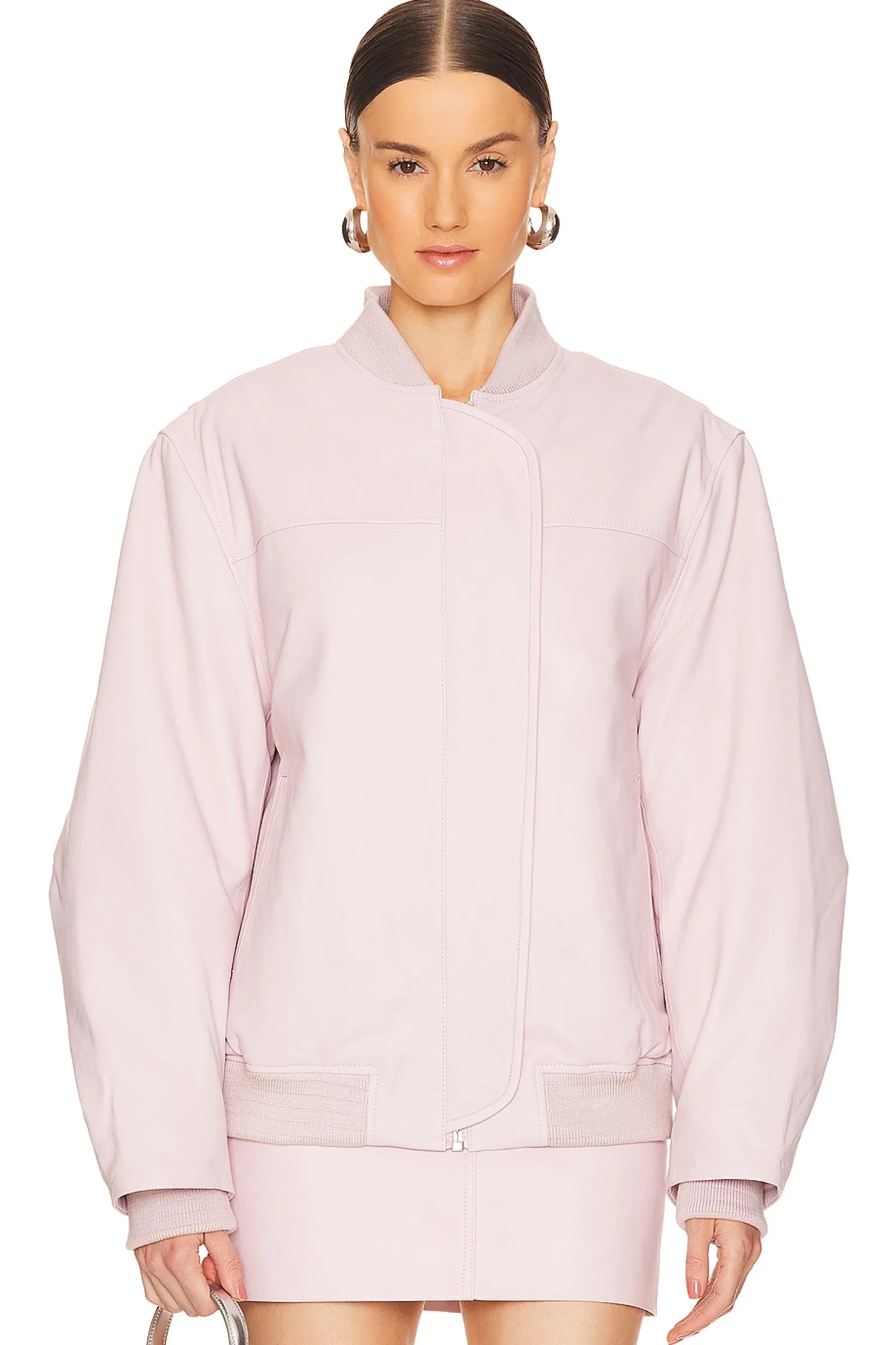 Women REMAIN Jackets & Coats>Oversized Leather Bomber Jacket