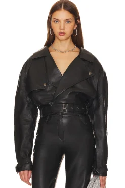 Women NBD Jackets & Coats>Oversized Leather Motorcycle Jacket