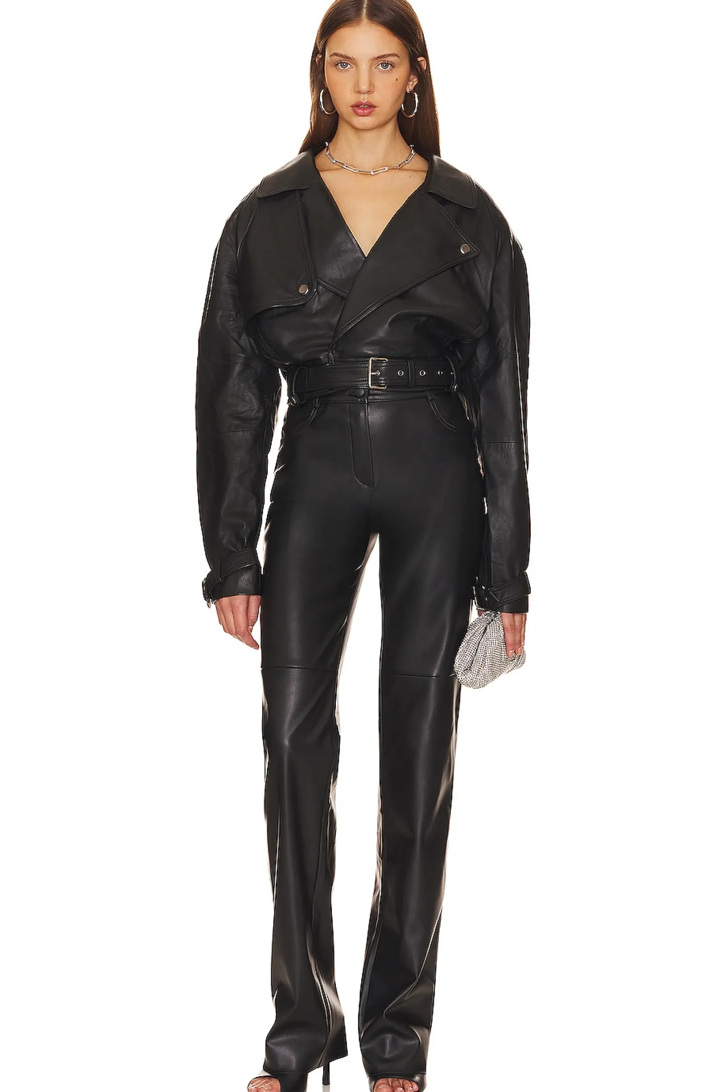 Women NBD Jackets & Coats>Oversized Leather Motorcycle Jacket